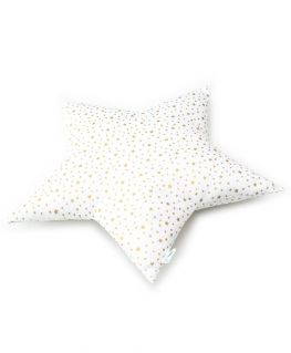 Coussin étoile blanc et or (coton blanc à étoiles dorées métallisées) personnalisable